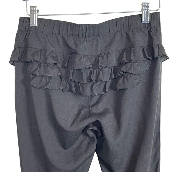 Gat Rimon Shyli Ruffles Women's Size 1 Black Front Zip Pants Ankle Zip Pull On - Picture 4 of 8